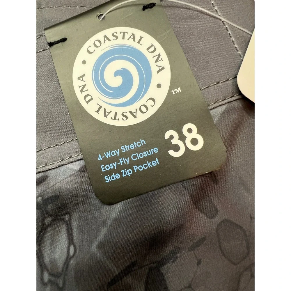 Coastal DNA Board Shorts Men 38 Blue DNA Grey Scale 4-Way Stretch Swim Trunk G14
